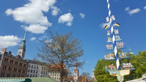 Maibaum, Munique, Baviera, Viktualienmarkt, Alemanha